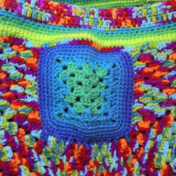Crochet shorts waist tie rainbow multi-color festival unisex Pride, Music - Picture 4 of 11